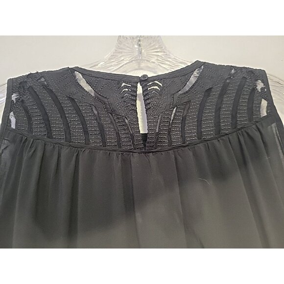 Sundance Lace Crochet Sleeveless Blouse Black Large Boho - Picture 6 of 8